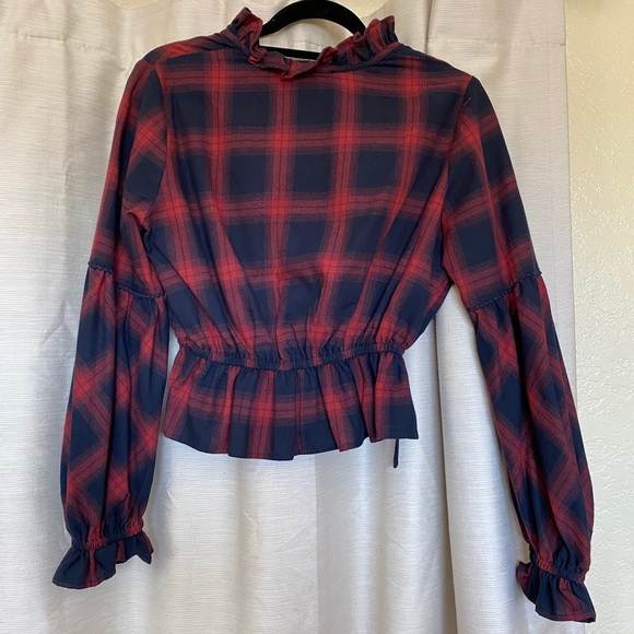 NWT The Fifth Label Nash Plaid Top Navy/Red XXS - Picture 3 of 10